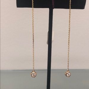 Bezel CZ in 18KGold Vermeil Ear Strings, NWT